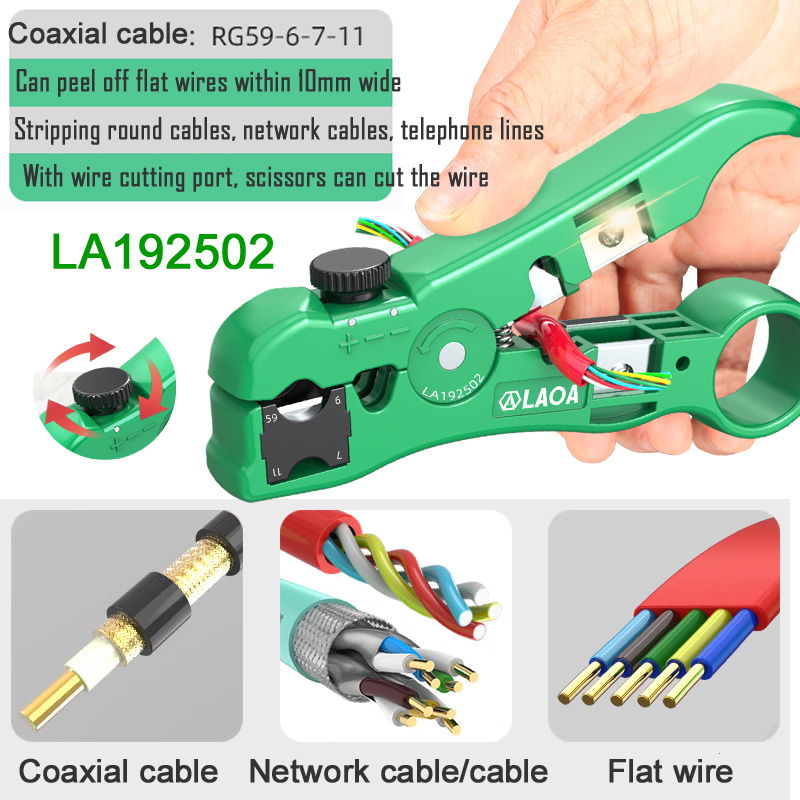 Automatic Wire Stripper Cutter - LAOA Spellacavi Coassiali Multifunzione RG6/7/11/59, Spellacavi