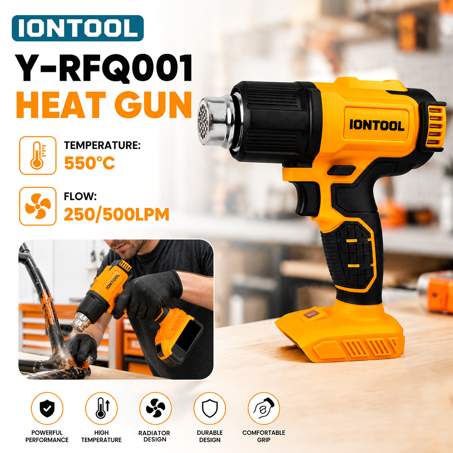 Cordless Heat Gun For Shrink Tubing - Pistola Termica Senza Fili Gialla IONTOOL