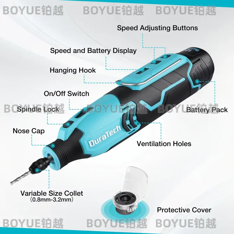 Cordless Rotary Tool Kit Accessories - Utensile Rotante Senza Fili 12V, 5000-35000
