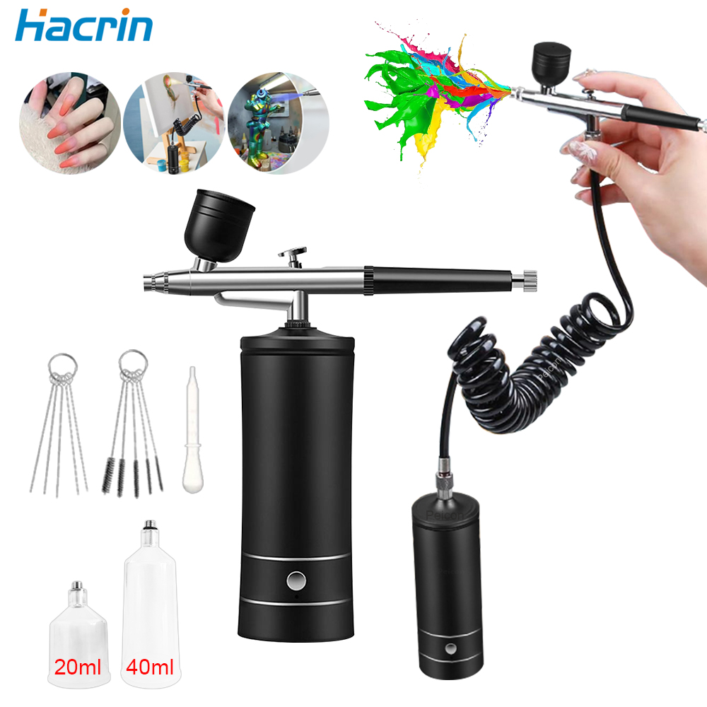 Airbrush Kit With Mini Compressor - Unghie aerografo con compressore Spazzola ad