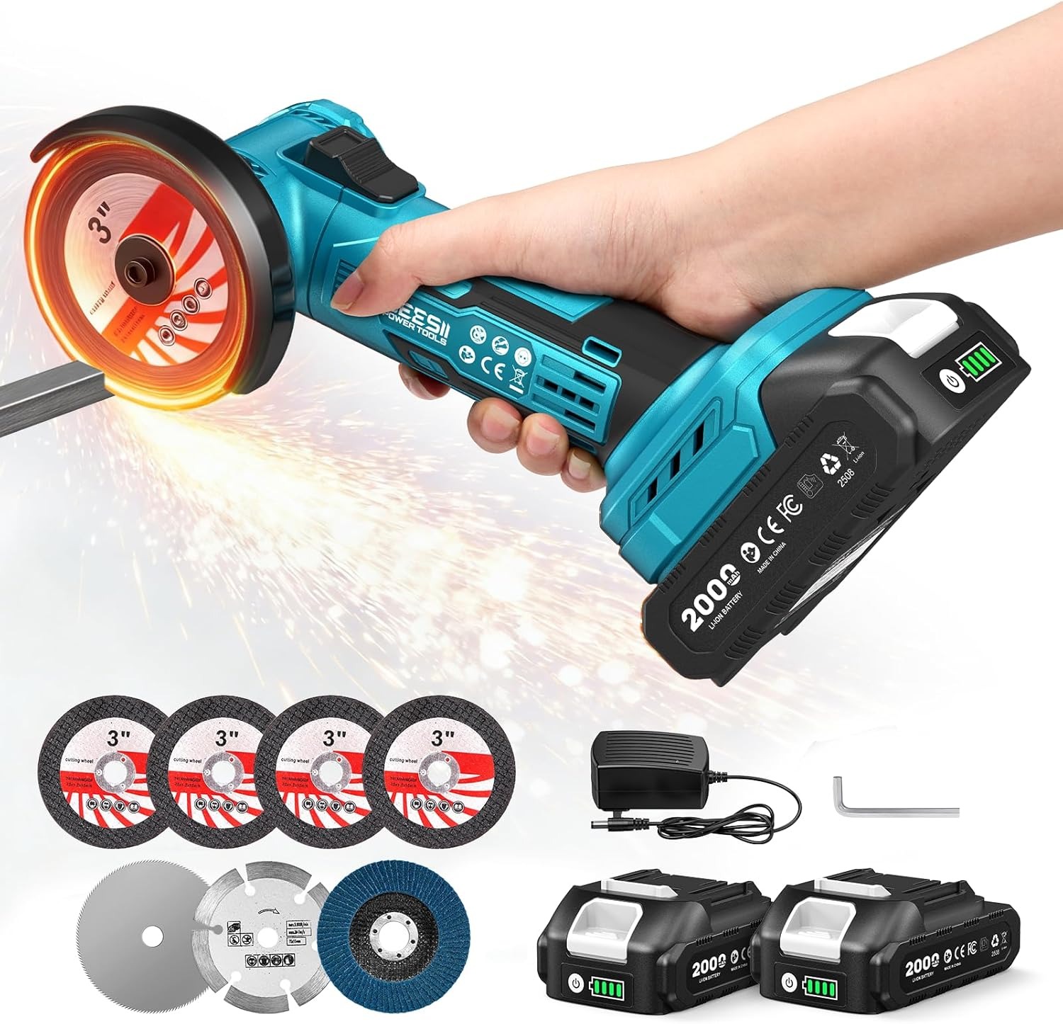 Brushless Angle Grinder Battery Powered - SEESII Mini Smerigliatrice Angolare Senza Fili