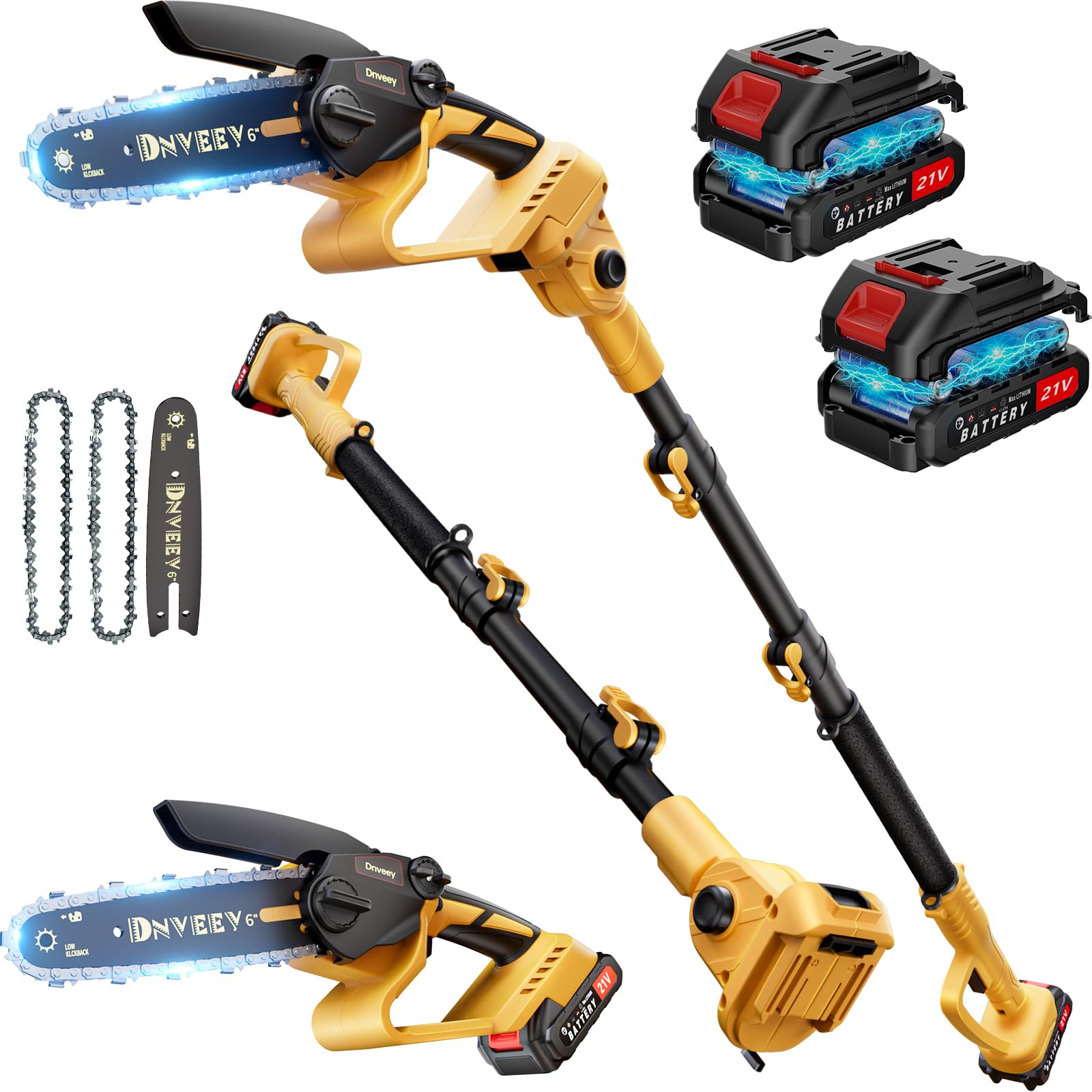 Mini Electric Chainsaw 6 Inch - Sega a palo senza fili 2-in-1