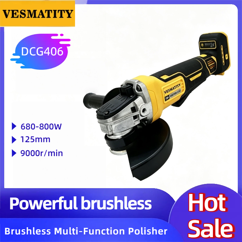Brushless Angle Grinder Battery Powered - Smerigliatrice Angolare Senza Spazzole Vesmatity DCG406